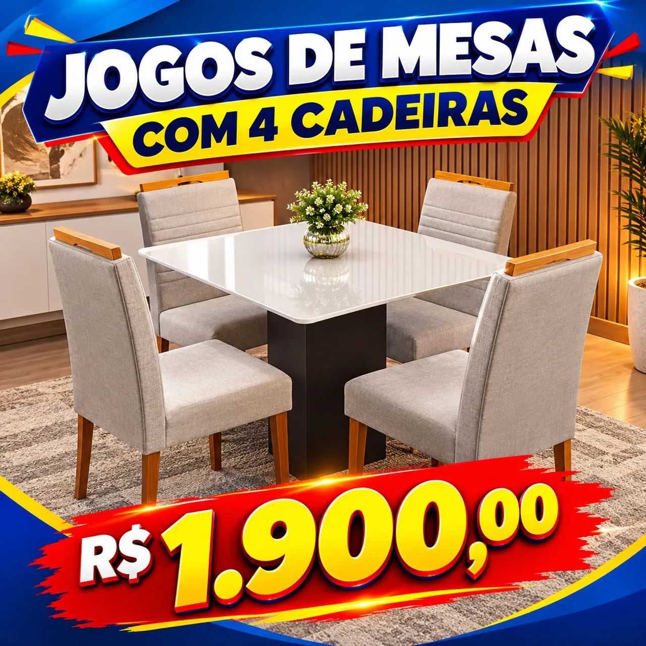 JOGOS DE MESAS COM 4 CADEIRAS 