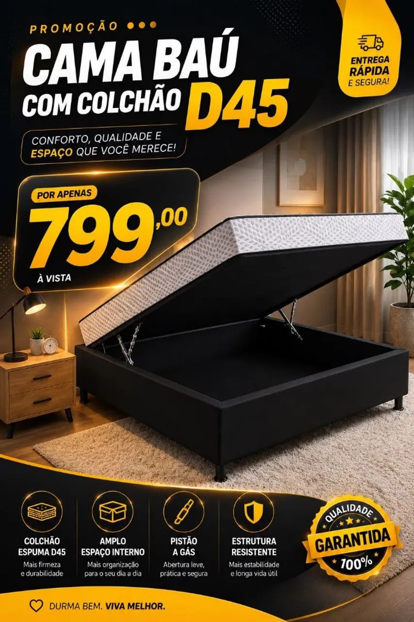Cama baú com colchão 