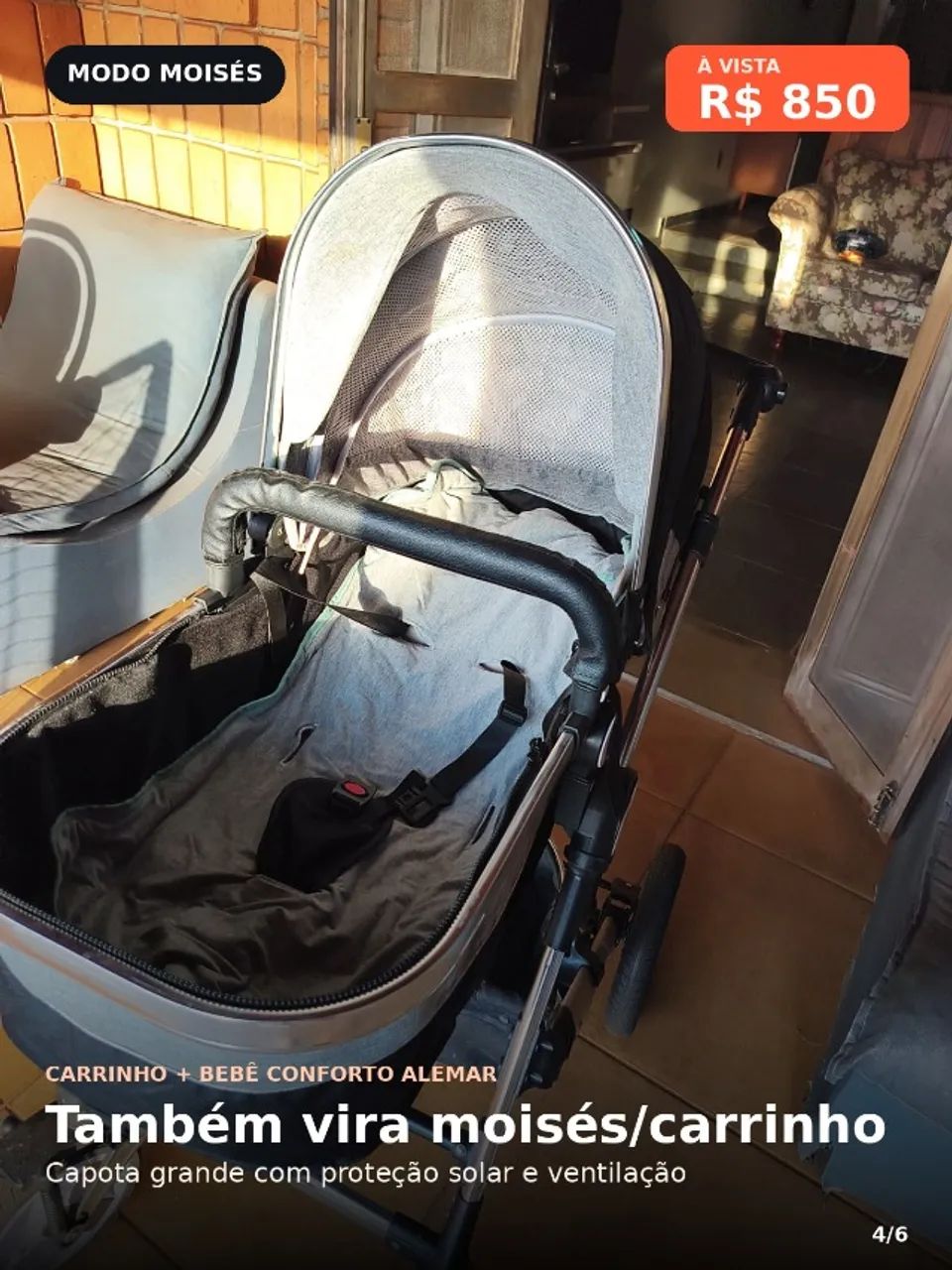 Carrinho de Bebe + Bebe conforto - Foto 4