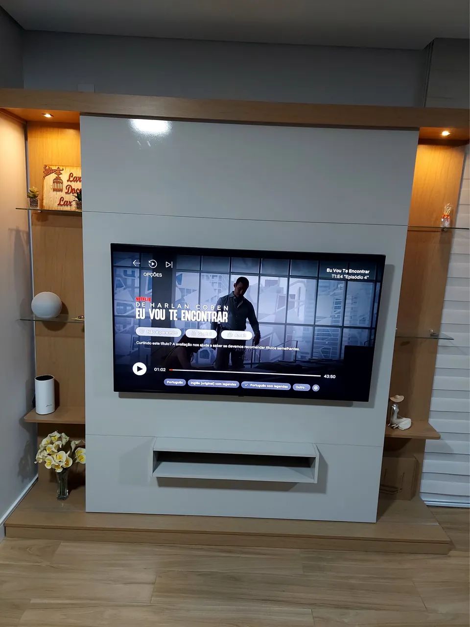 Estante/rack de madeira mdf com led