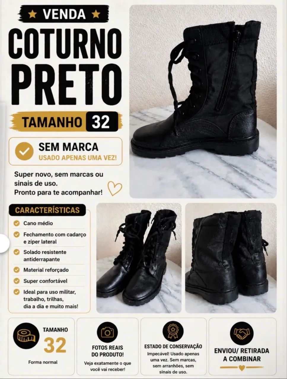 Coturno preto 