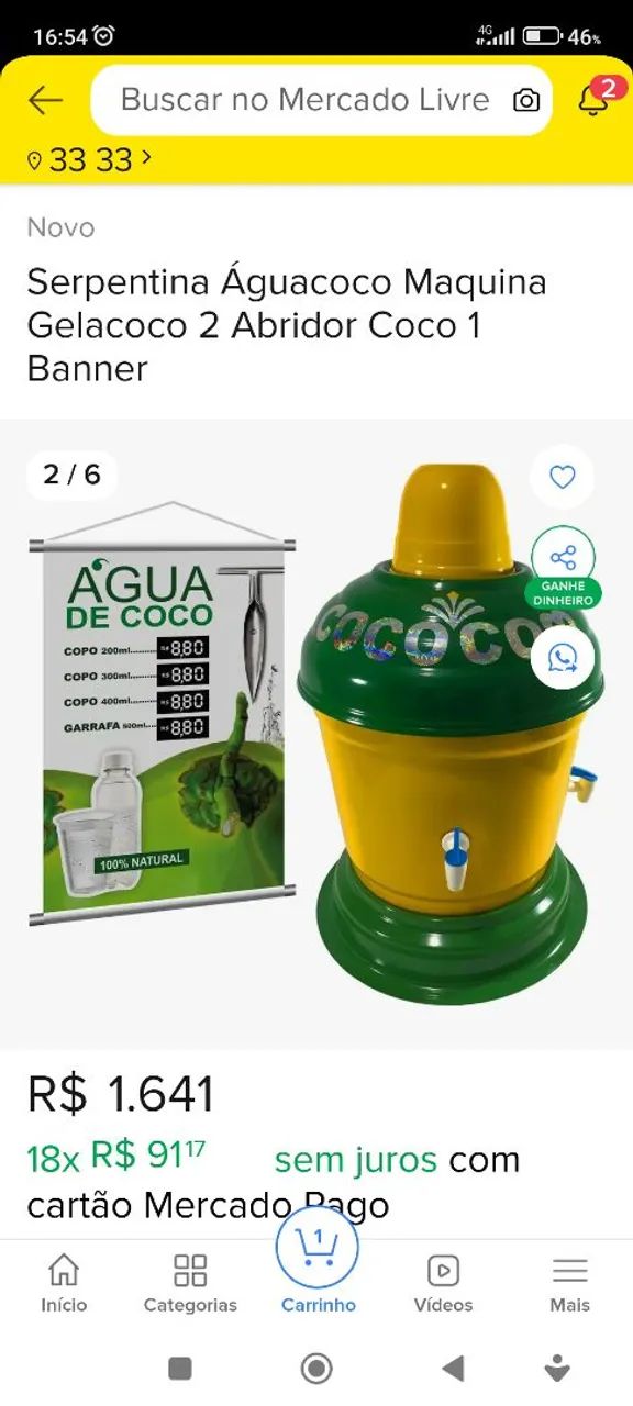Máquina para vender água de coco manual