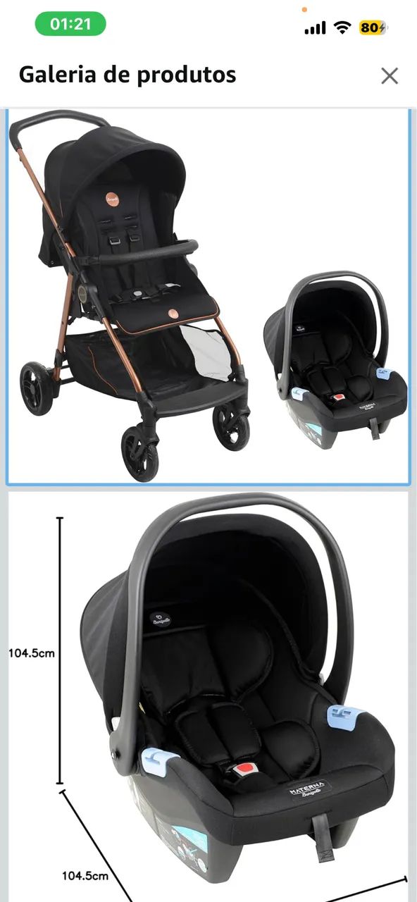Carrinho de bebe + bebe conforto burigotto