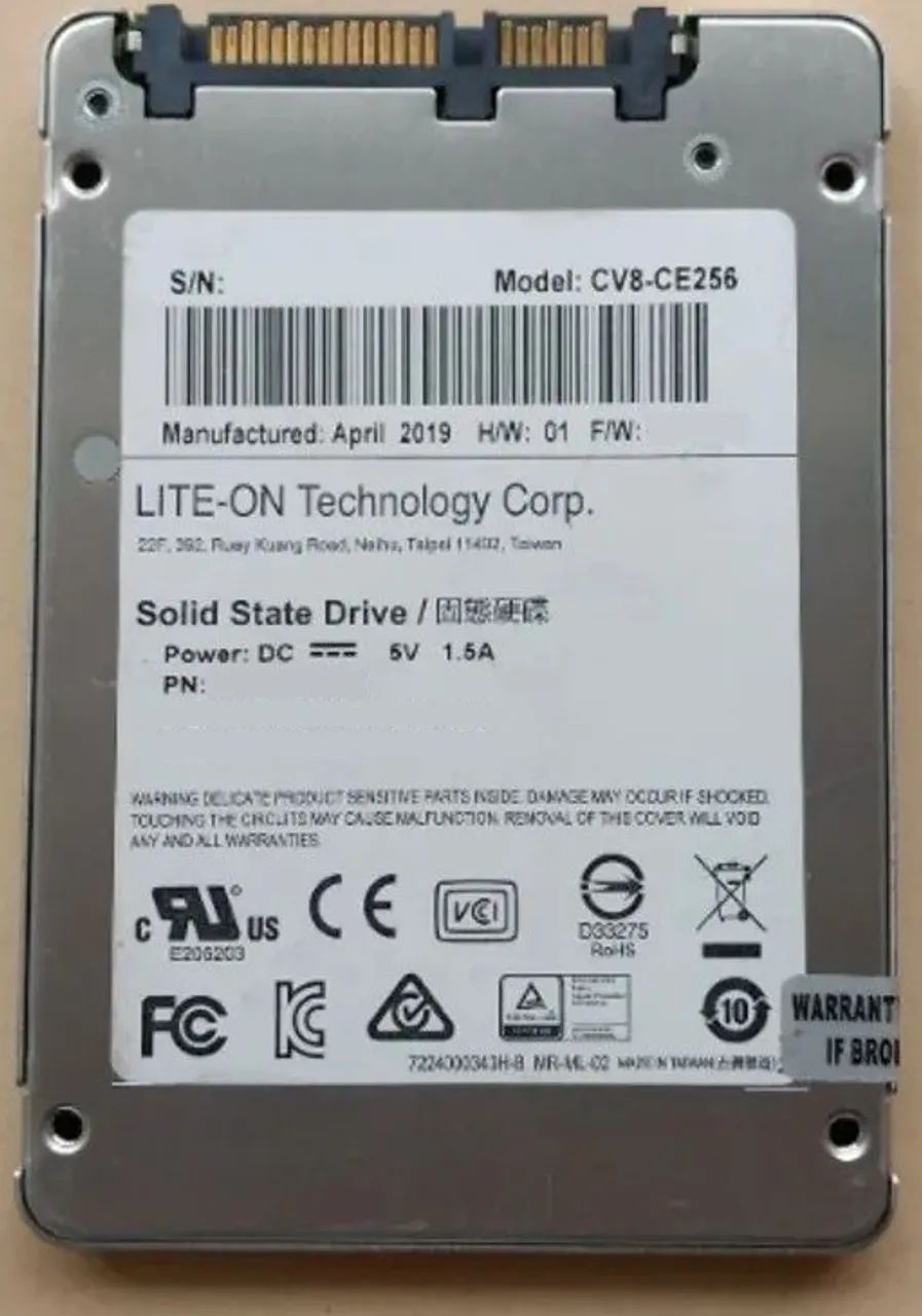 Oportunidade! SSD 256GB Lite-On Saudável Funcionando Perfeitamente. Últimas Unidades!
