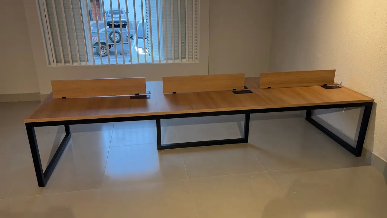 Estação de trabalho 6 lugares estilo industrial 360x120cm - Foto 2