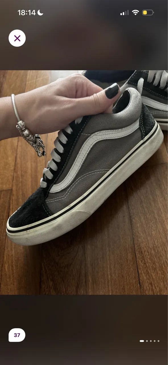 tenis vans old skool preto e cinza 37