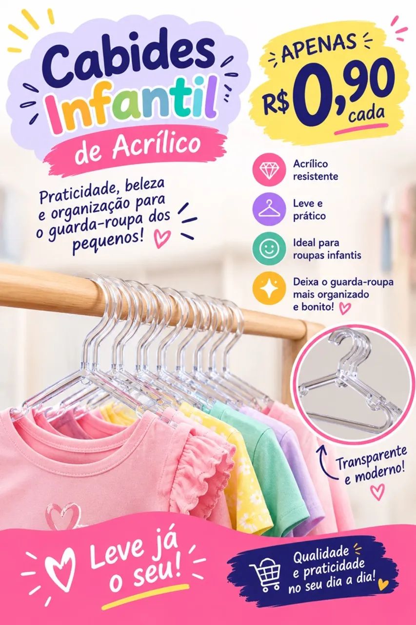 Cabides infantil de acrílico