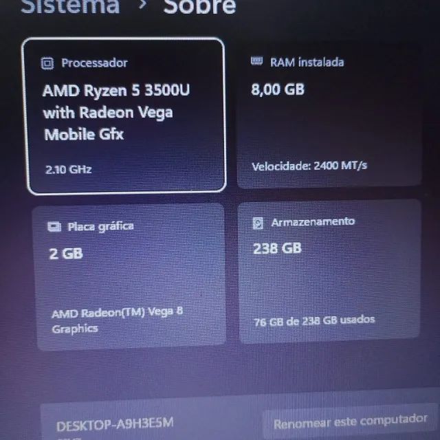 Notebook lenovo Ryzen 5 3500 com video integrado (rapido) - Foto 3
