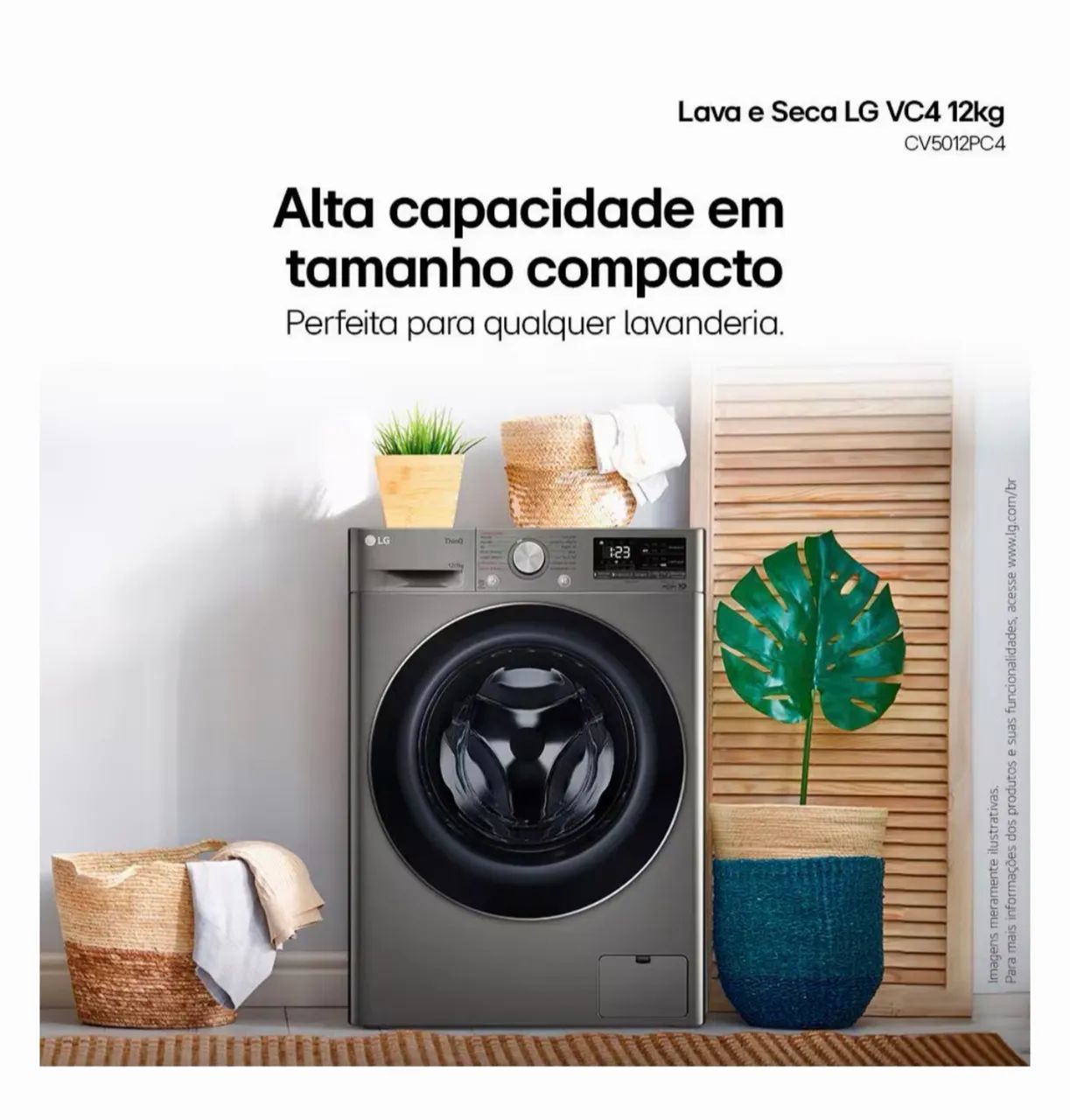 Lava e Seca LG 12Kg/7Kg Smart VC4 com Inteligência Artificial- Inox NOVÍSSIMA  - Foto 5