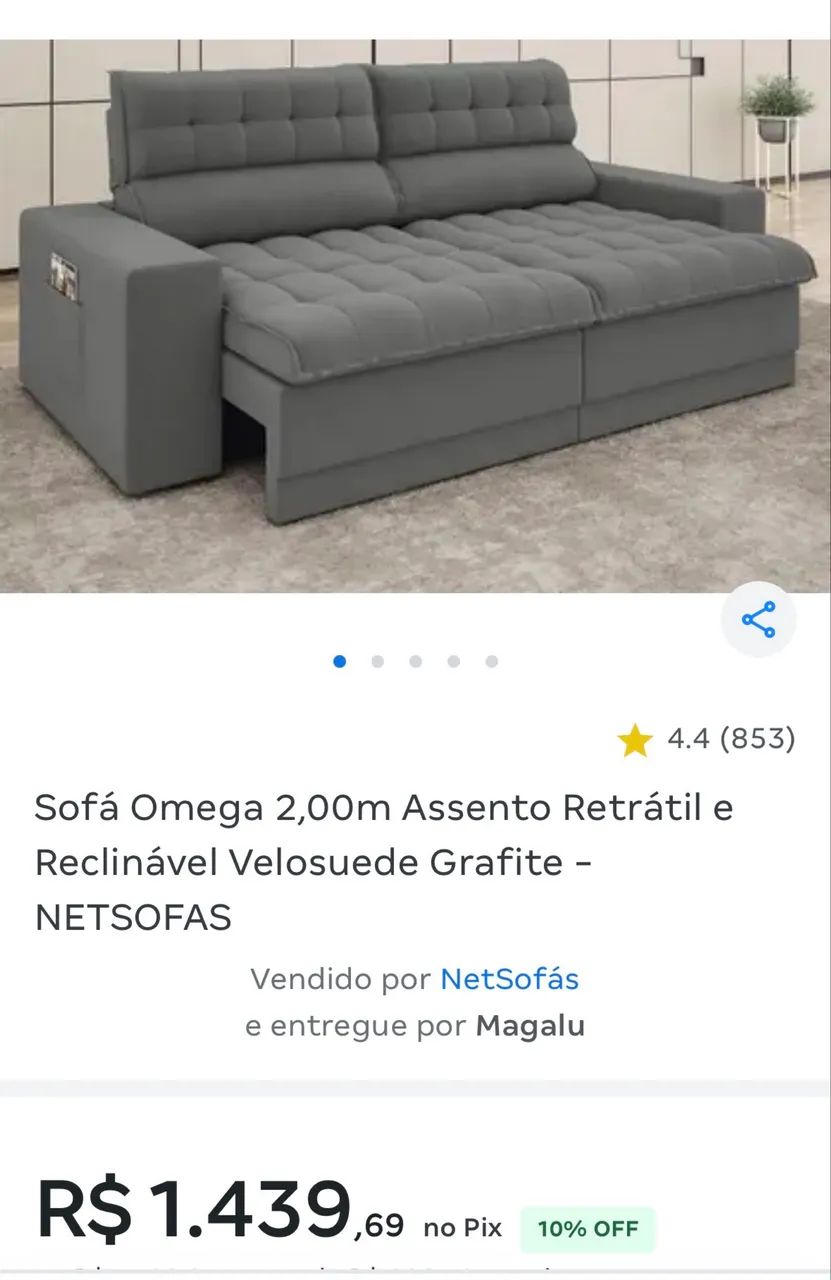 Sofá Retrátil e Reclinável 2,00 m - Grafite | USADO - Foto 4
