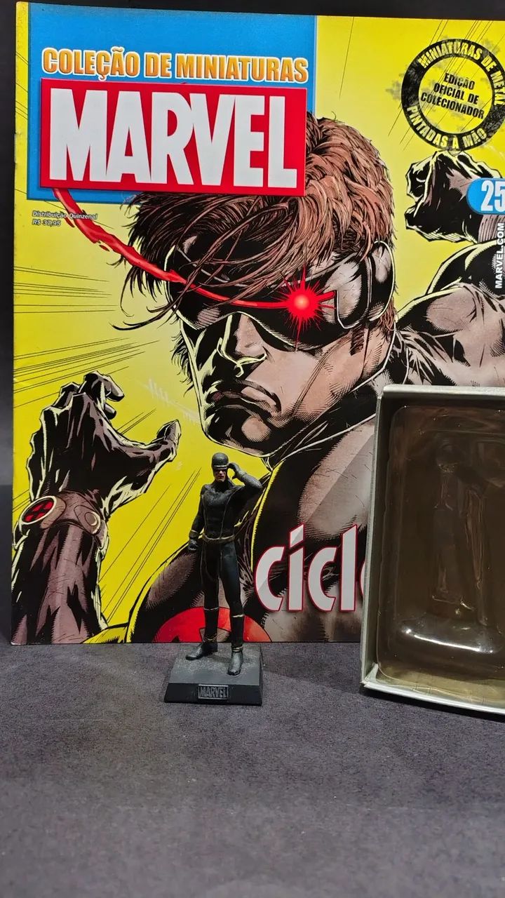 Miniatura Marvel Eaglemoss Ciclope (X-Men) - Perfeito + Fasc. 25 e Embalagem