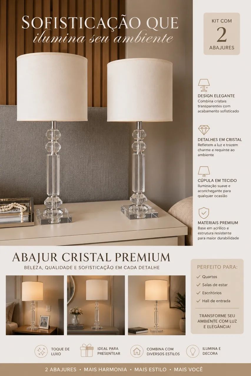 02 Abajures cristal - Foto 2