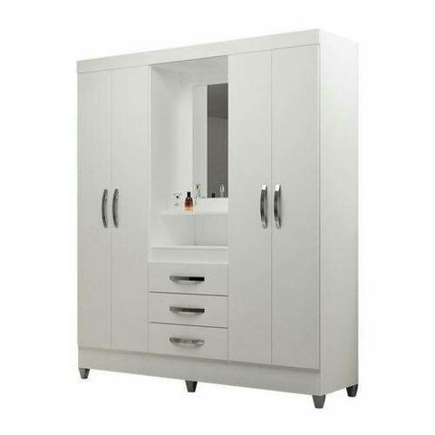 Guarda Roupa Capelinha Capri Branco e Rosa Flex Moval