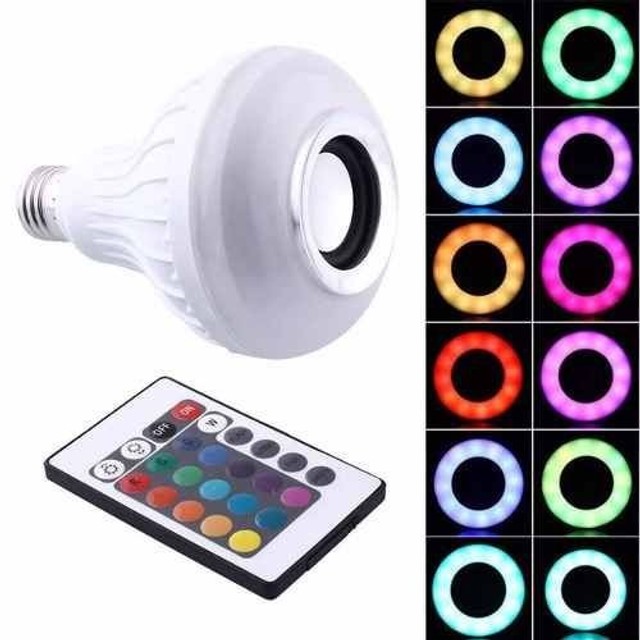 Lampada Led Musical Bluetooth Com Controle Remoto