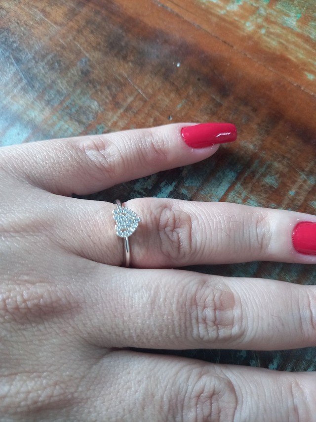 Solitário coração prata 925  - Foto 2