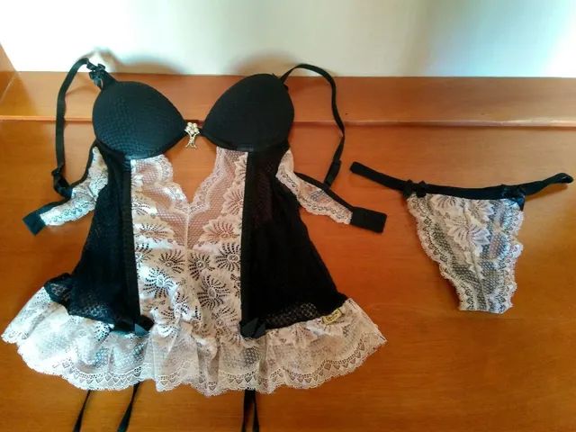 Conjunto corselet com cinta liga e calcinha M