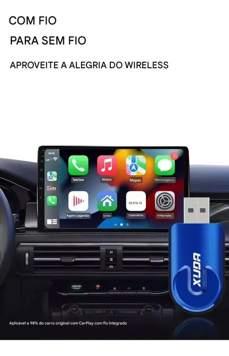 Mini Adaptador Xuda Android Auto Carplay Wireless Sem fio <br>
