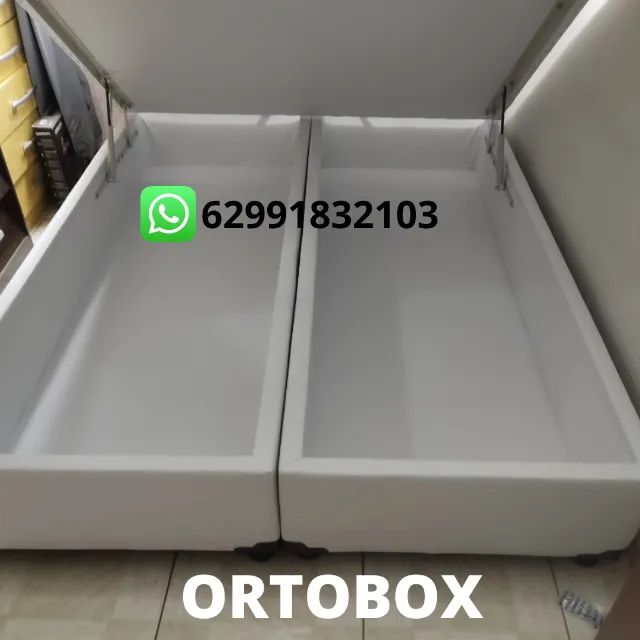 Cama box Baú Queen size revestimento corino e suede - Foto 2