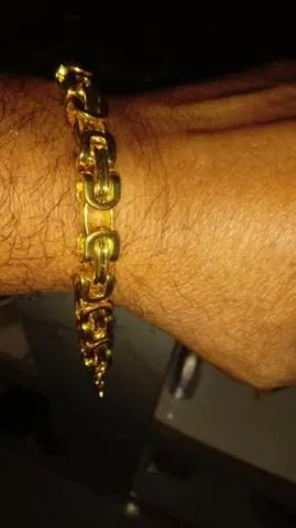 Pulseira banhada a Ouro , unisex 22cm - Foto 4