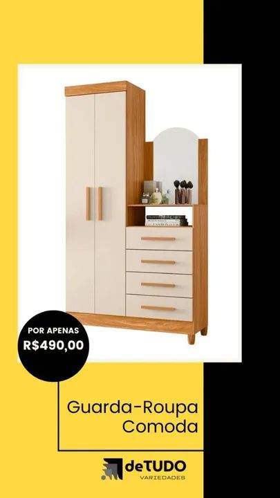 Guarda Roupa Cômoda 02 Portas 04 Gavetas Capri 