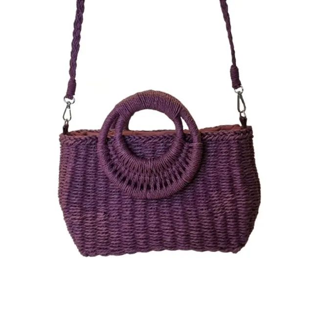 Bolsa Artesanal Verão Luxo Praia Meia Lua Retangular Forrada - Foto 5