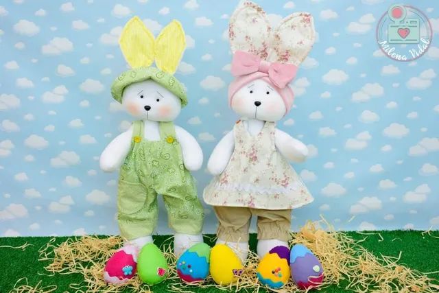 Coelhos em feltro kit - Foto 2
