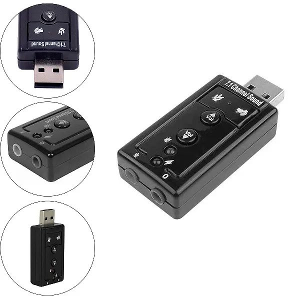 Placa de audio USB, Adaptador Áudio 7.1 Para P2, Pc, Notebook - Kross em São Luís ma