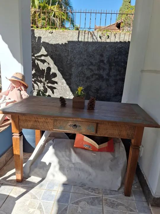 Mesa rústica em madeira maciça demolição  - Foto 5