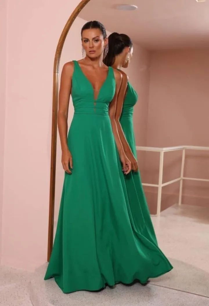 Vestido de festa longo verde