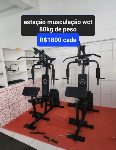 Estação De Musculação Com 80kg Aparelho Ginástica Academia - Preto