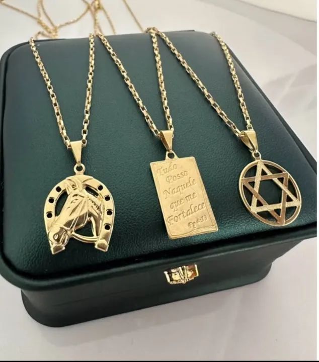 Cordão e Pingente Em Moeda Antiga Idêntica ao Ouro 18K  - Foto 2