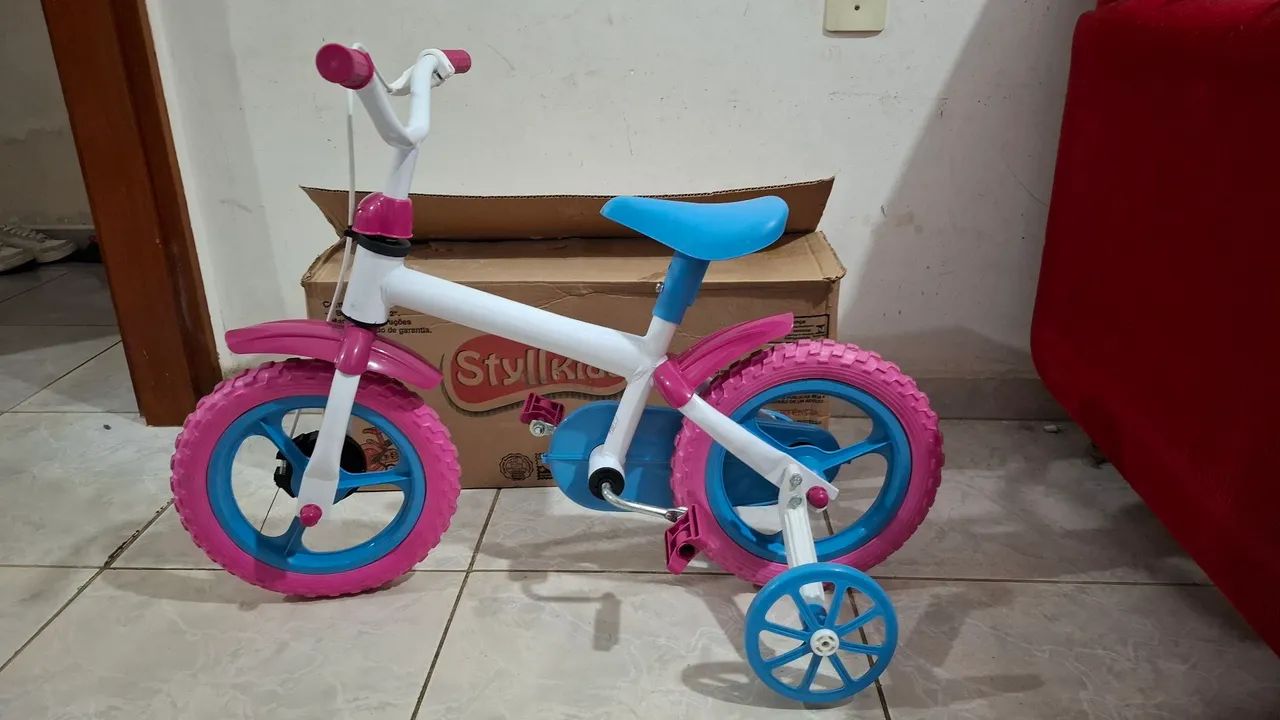 Bicicleta bicicletinha aro 12 menina rosa nova