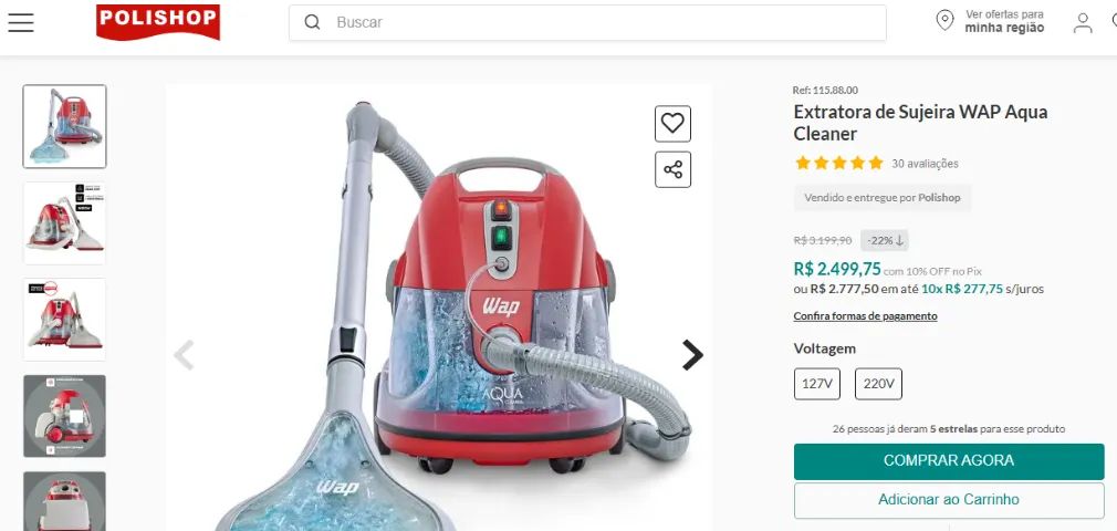 Extratora Aquacleaner 1400W - WAP/Polishop - Foto 3
