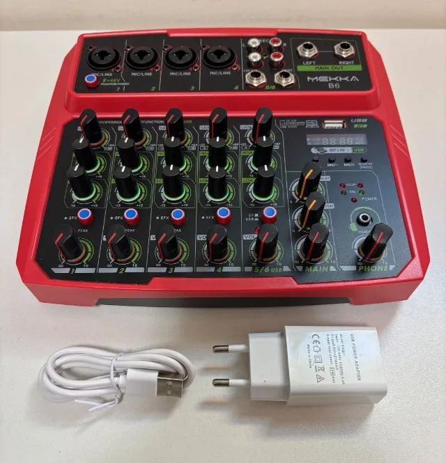 Mesa de som 6 Canais USB Bluetooth