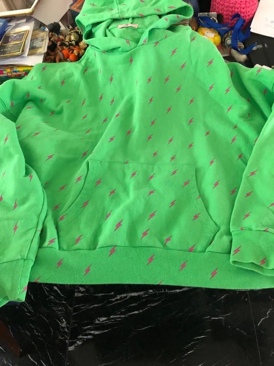 Moletom com estampa de raio verde unissex