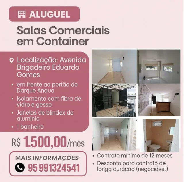 Alugo salas comerciais em containers de 12 metros localizadas na Av. Brigadeiro Eduardo Go