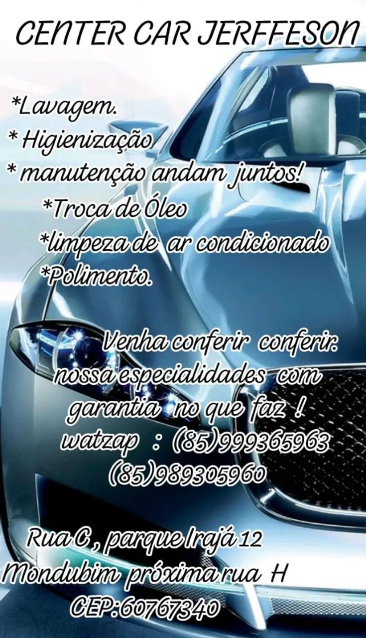 Limpeza, higienização e manutenção de carro