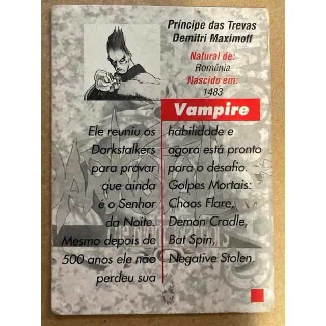 Card Arcade DarkStalkers Vampire Capcom Demitri Maximoff - Foto 2