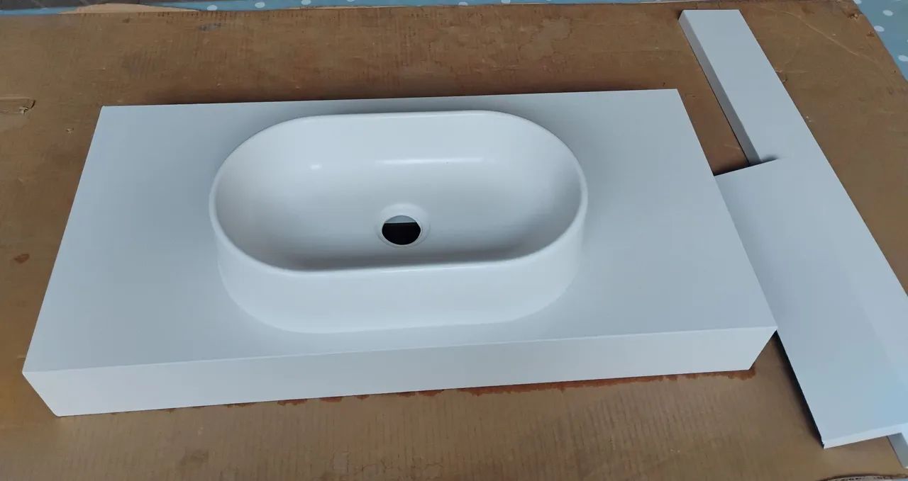 Pia Porcelanato (Branco/Branco) 80x40 com cuba de sobrepor ( - Foto 5