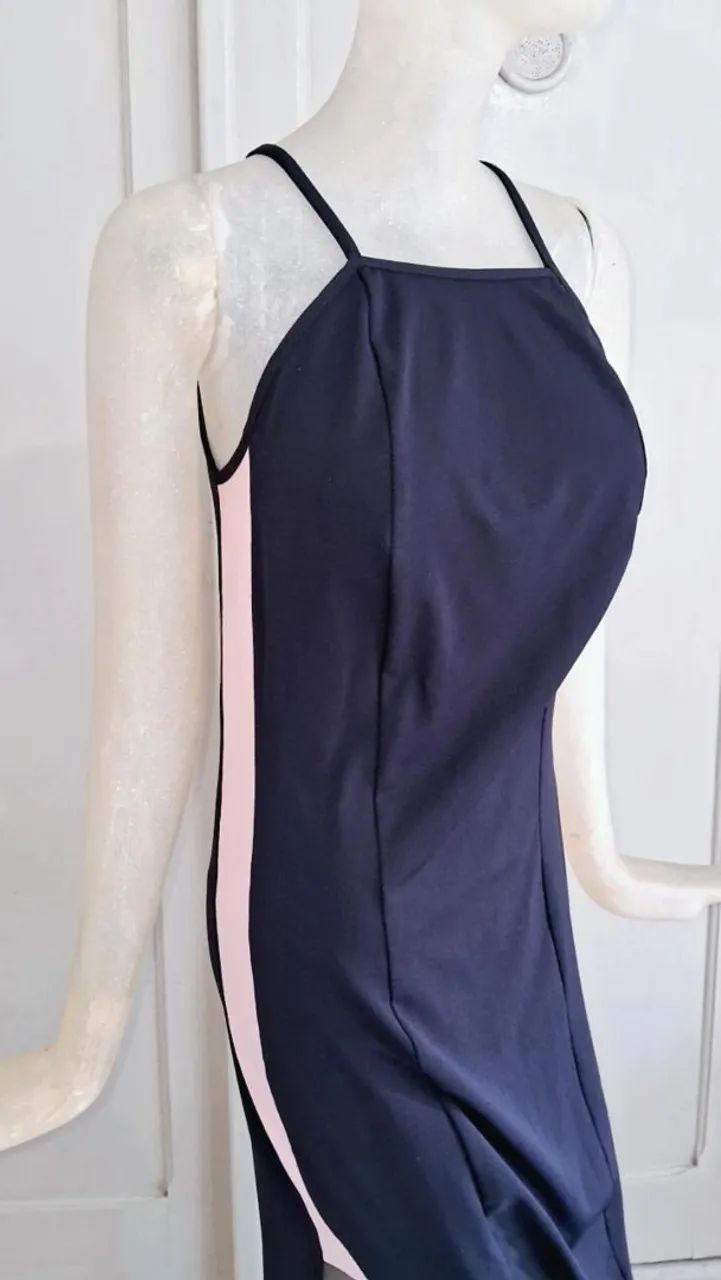 Vestido longo preto e rosa lindalara tam g  - Foto 4