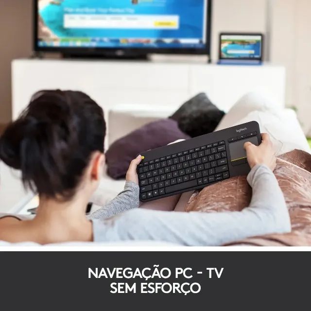 Teclado Sem Fio Logitech K400 Plus Com Touchpad P/ TV e PC Layout PT ABNT2 - Foto 5
