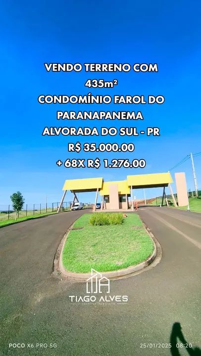 Terreno 435m² em Condomínio Fechado em Alvorada do Sul - PR