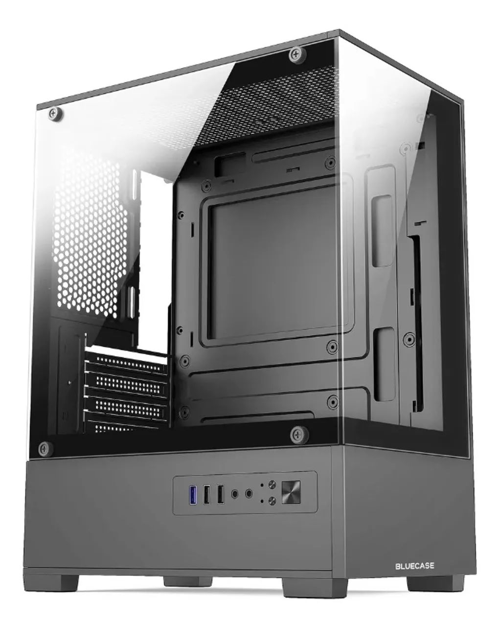 Gabinete Gamer Bluecase Bg-054 Hit Cinza Vidro Temperado Loja Coimbra Computadores Entrega - Foto 4