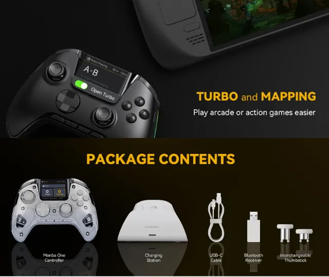 Controle Mamba One V2 com Tela LCD Interativa Hall Effect e Dock de carregamento Lacrado