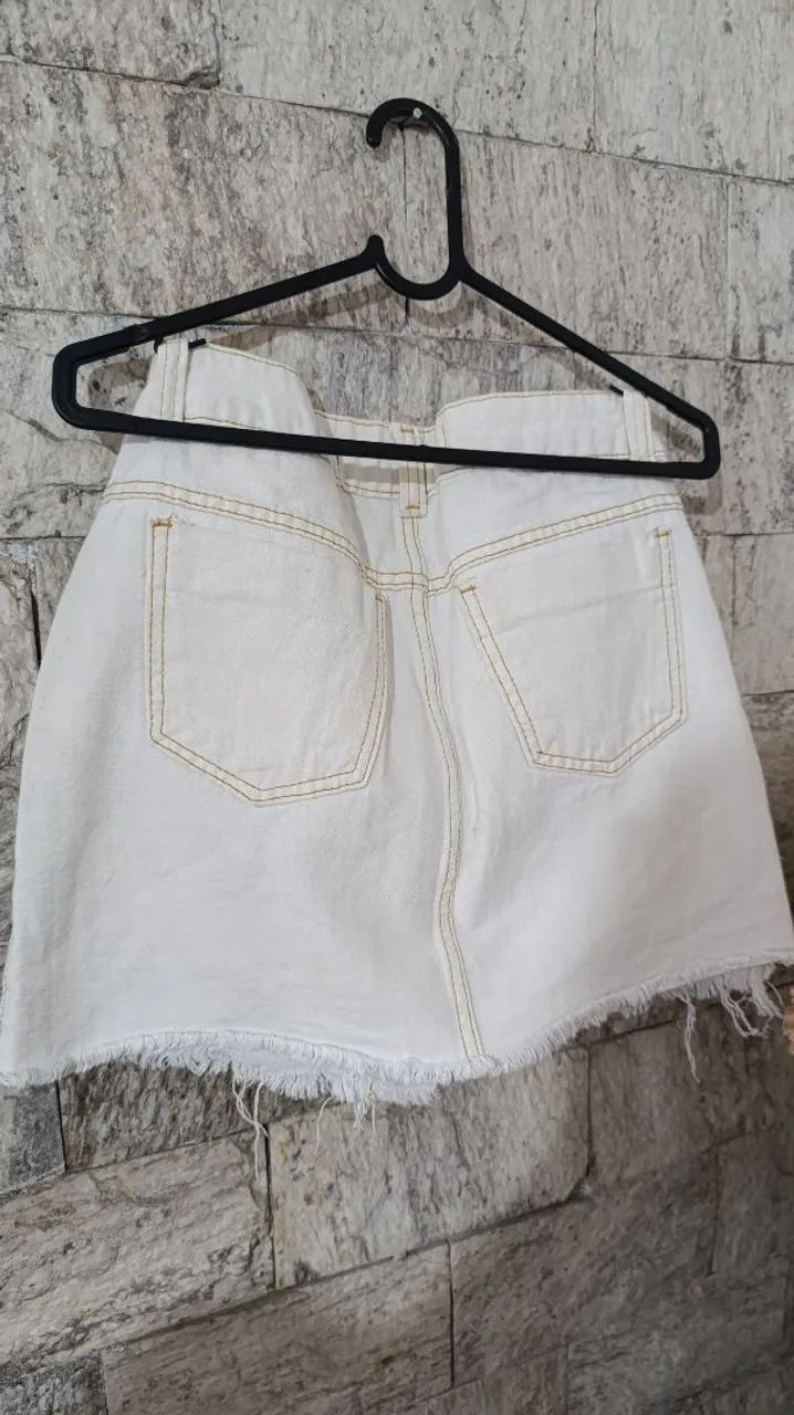 Saia Jeans Branco com Botões  - Foto 4
