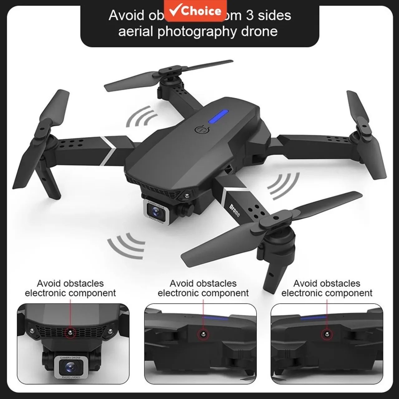 E88 Pro Drone HD Câmera Dupla Posicionamento WiFi FPV Altura Manter Profissional  - Foto 6