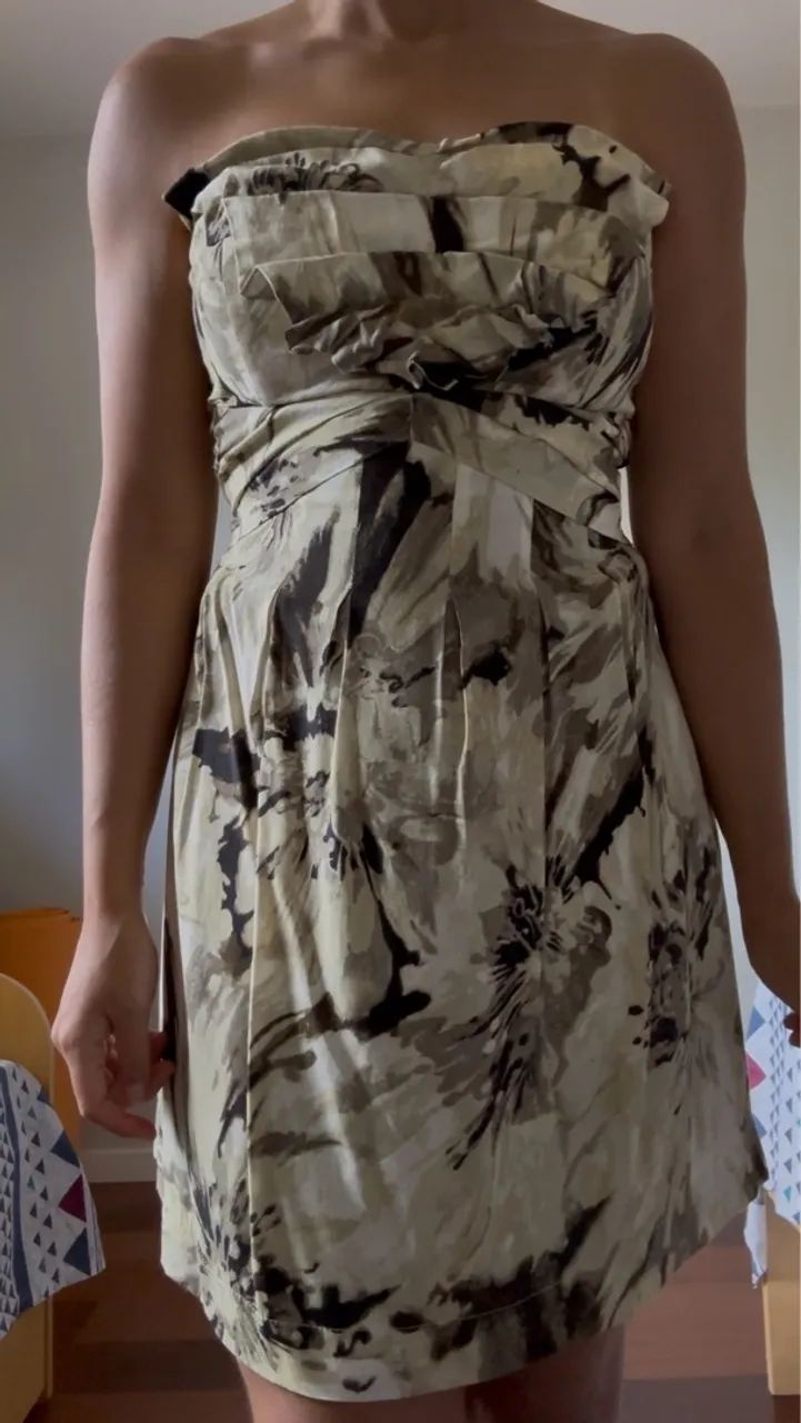 Vestido tomara que caia curto estampado elegante - Foto 3