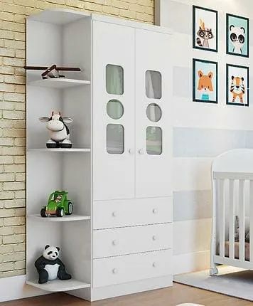 Roupeiro 2 Portas Tedy com Prateleira, 100% MDF