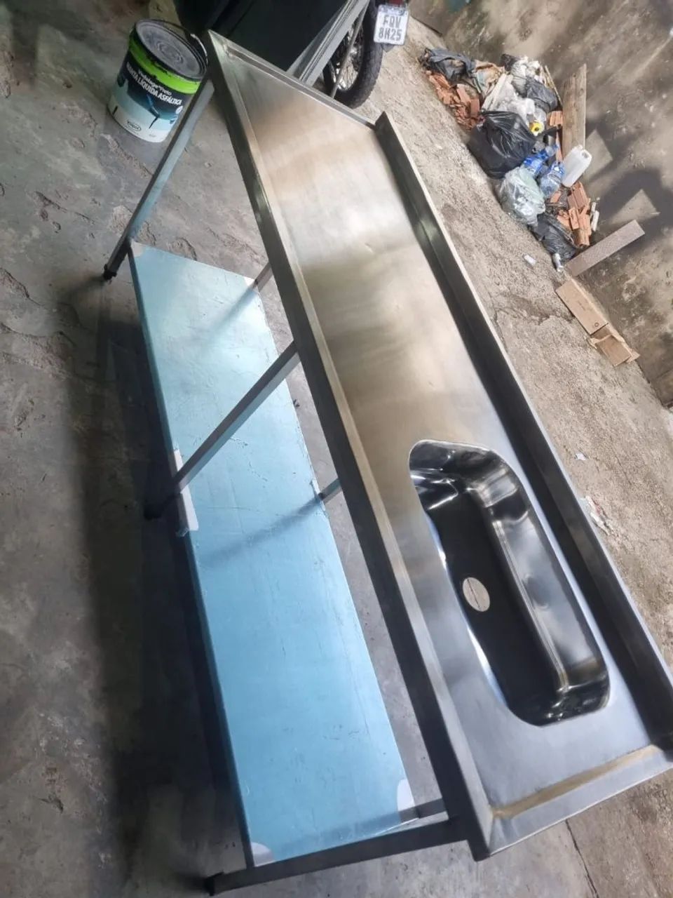Mesa com pia inox 190x65  - Foto 3
