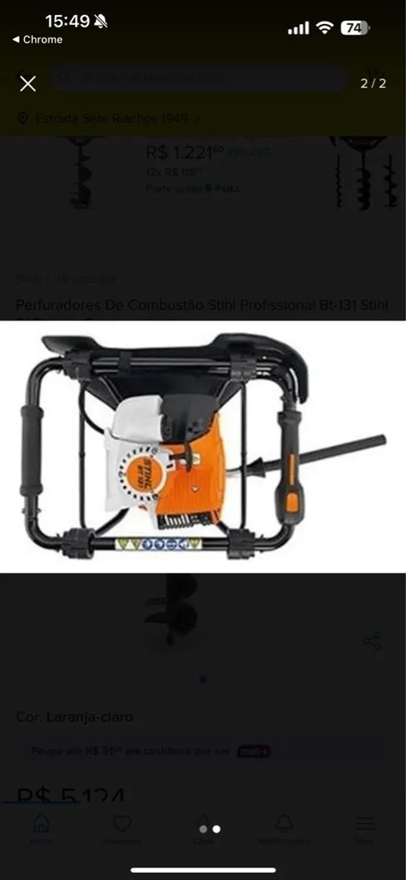 Perfuradora de soo Stihl com broca de 30cm (diâmetro)